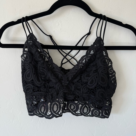 PINK Victoria's Secret Other - Pink Victorias Secret Boho Black Lacy Strappy Bralette Medium